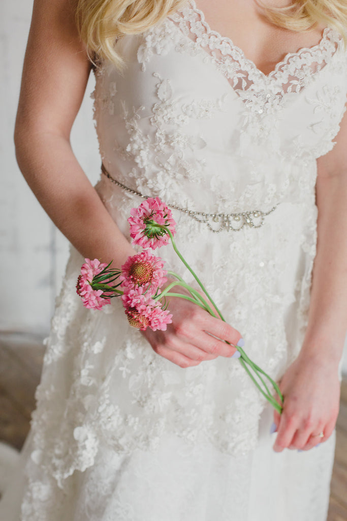 Silver unique crystal bridal belt/sash FOREVER AFTER