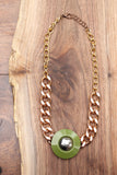 green statement rose gold chain necklace made in toronto canada