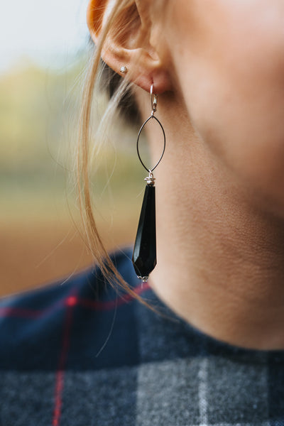 Black earrings long top