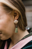 upcycled toronto green tassel earrings