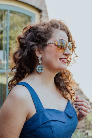 blue vintage crystal earrings