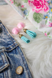 pink and turquoise vintage earrings