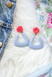 rose pink and purple earrings