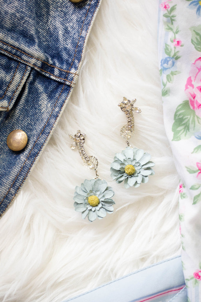 blue vintage crystal earrings
