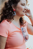rose pink and purple earrings