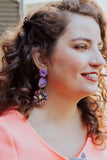 purple three tier vintage statement earrings handmade in toronto canada