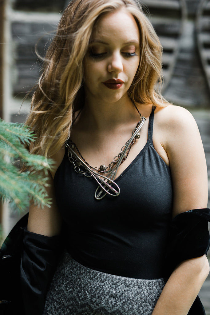 snowshoe bold layered cool necklace one of a kind handmade in toronto