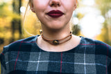 rocker chic trendy fashionable brown rose gold coloured choker handmade in toronto using vintage pieces