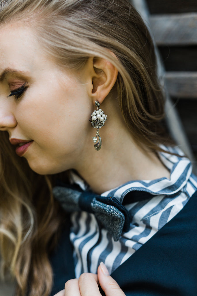 sparkly vintage upcycled long earrings