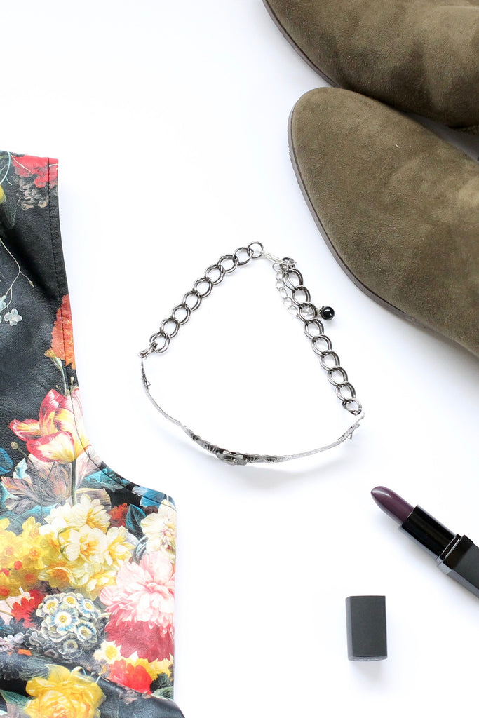 silver metal bohemian choker style jewellery store handmade in toronto
