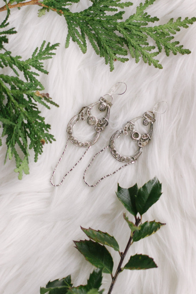 crystal drop long dangly vintage earrings
