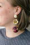 burgundy and gold statement vintage earrings handmade in toronto