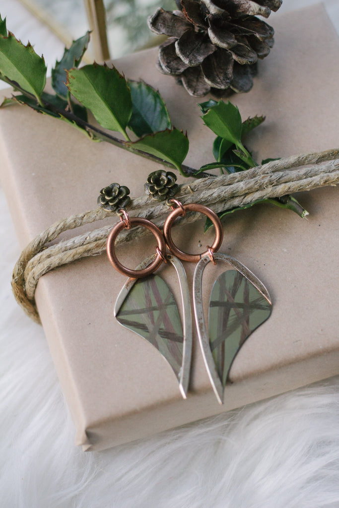 geometric viking looking vintage earrings handmade in toronto and caledon ontario