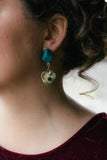 moon child heart turquoise vintage earrings