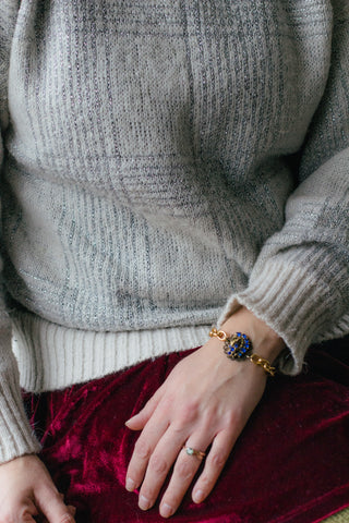 under the sea vintage rhinestone bracelet