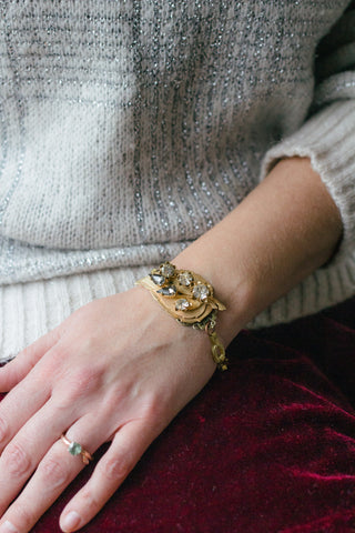 be-leaf me rhinestone vintage bracelet