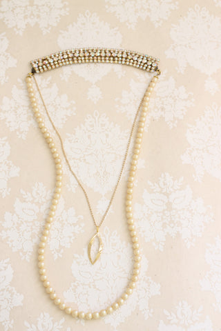 back necklace pearl and rhinestone bridal CHANGING CHANCES