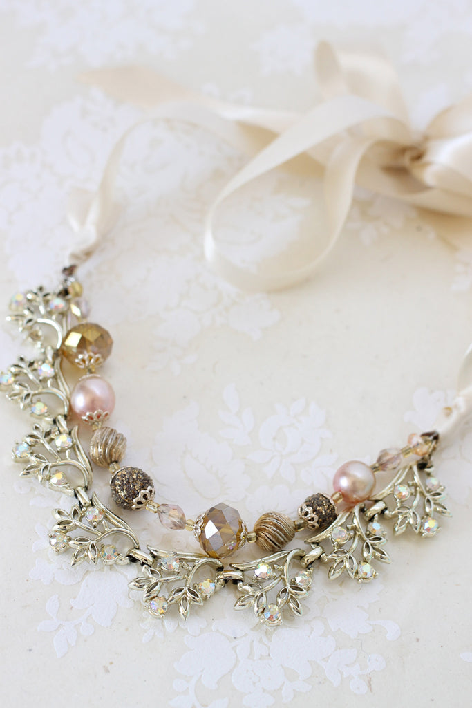 Bridesmaid necklace ribbon LINA