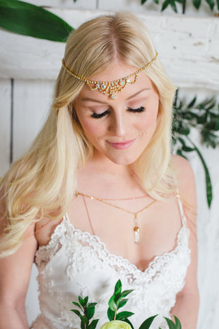 Gold crystal unique headpiece HONEY LOVE