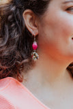 hot pink vintage earrings handmade in caledon ontario