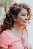 orange and pink drop earrings