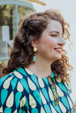 yellow vintage earrings with turquoise tassels handmade in toronto