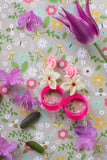 pink summer flower earrings
