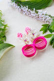 pink summer flower earrings