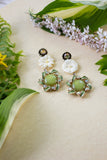 green and white vintage earrings