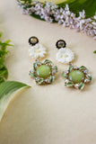 green and white vintage earrings