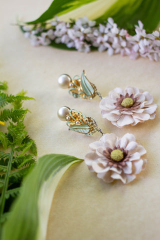 neutral flower earrings