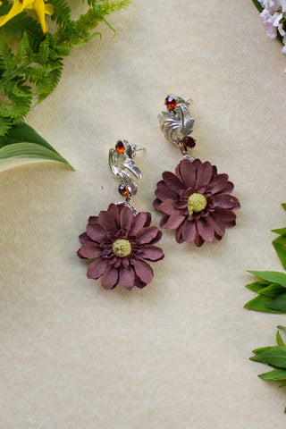 brown flower earrings