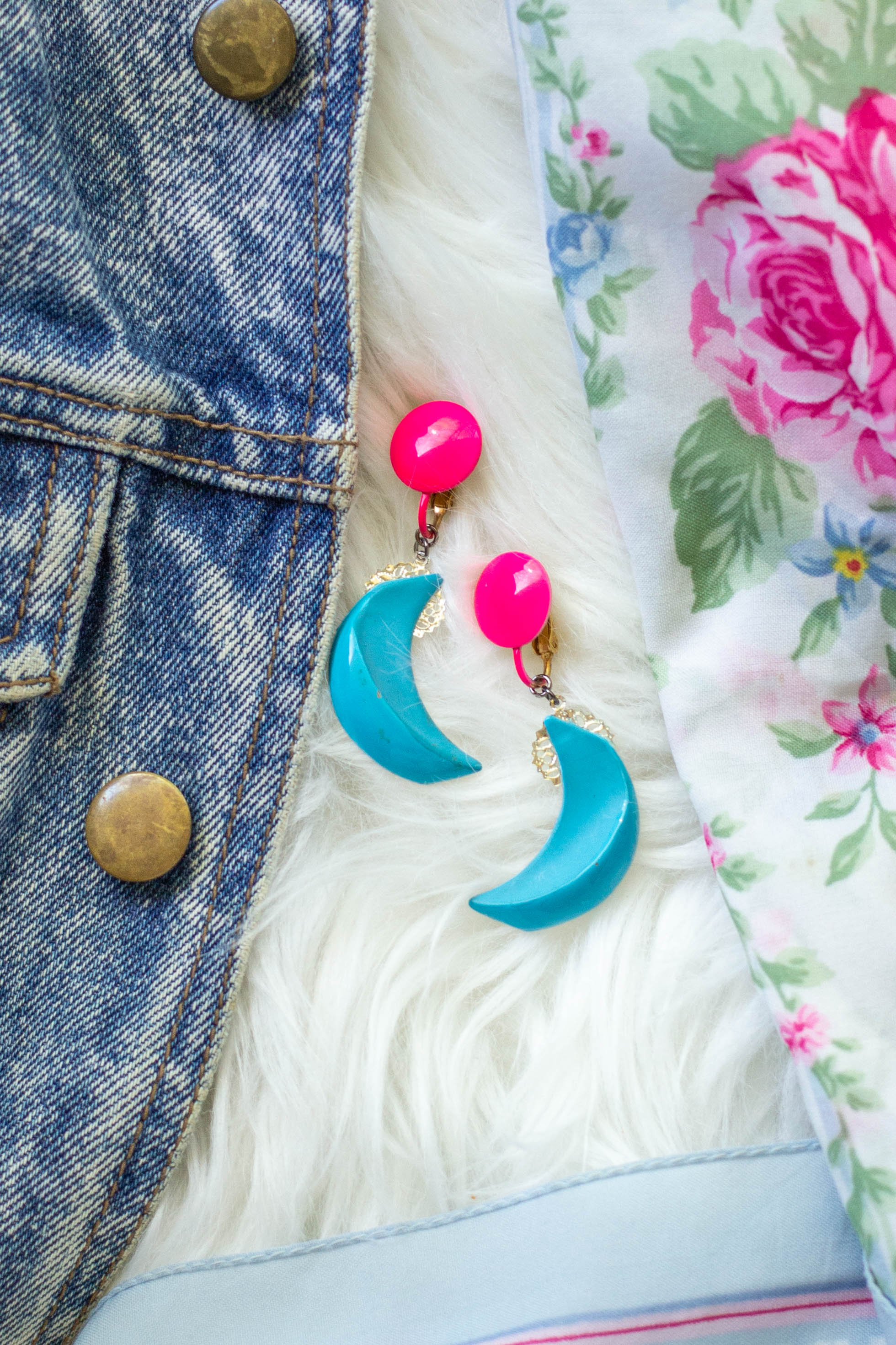 Pink blue earrings outlet