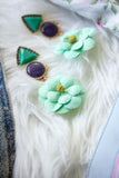 mint seafoam green flower earrings