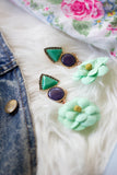 mint seafoam green flower earrings