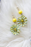 yellow and blue flower earrings