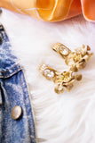 faux diamond and paper beige earrings handmade in toronto, canada