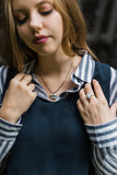 dainty blue upcycled necklace