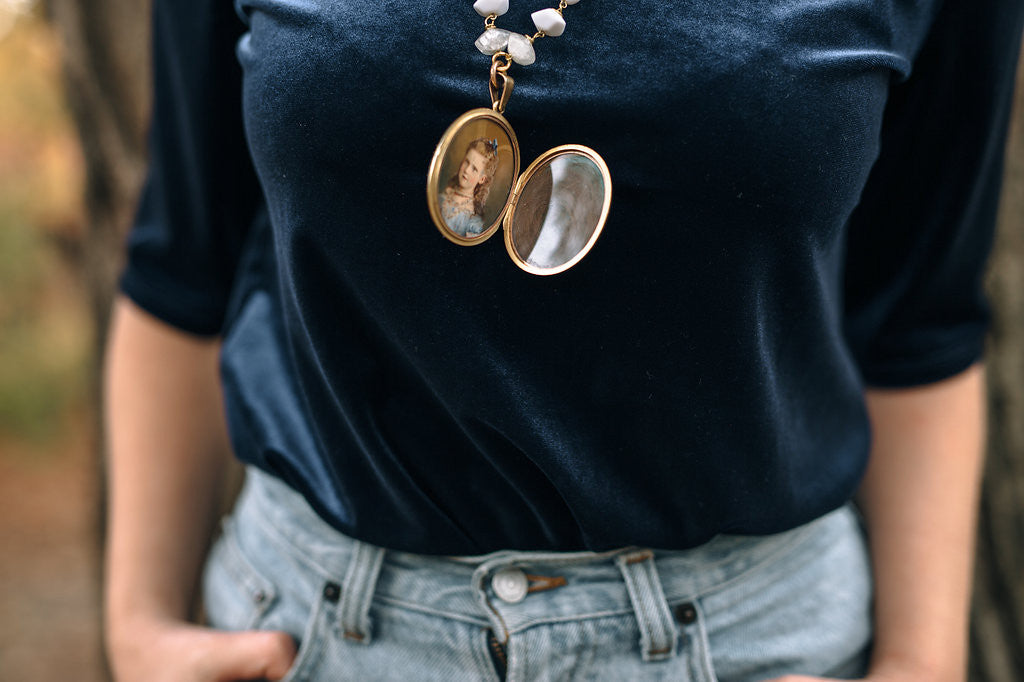 vintage rare black mourning locket 1800 s nasty woman statement