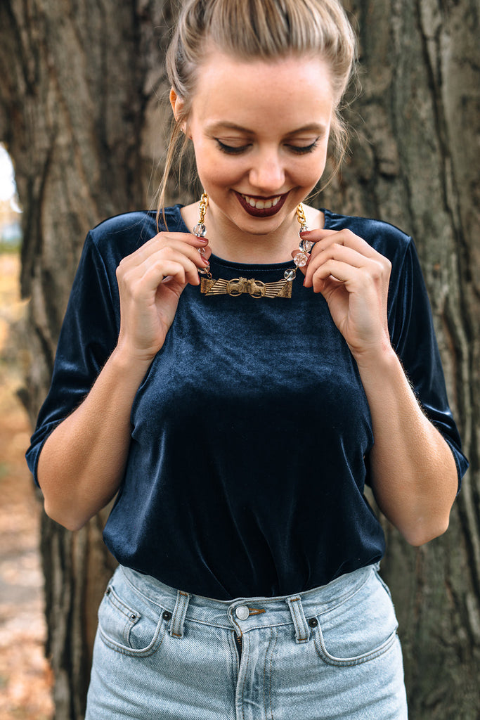 scottie dog statement necklace handmade in toronto using vintage