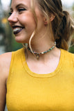 mustard shirt with fall jewelry toronto choker necklace