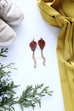 vintage inspired wood leaf tassel earrings handmade in toronto canada