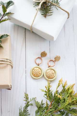 vintage inspired gold statement earrings roman goddess