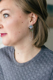 blue and silver vintage long dangly earrings handmade in toronto