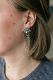 blue and silver vintage long dangly earrings handmade in toronto