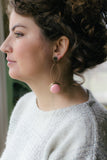 pink drop long dangly vintage earrings handmade in toronto