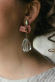 large crystal drop and pink earrings handmade in toronto