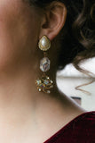 vintage crystals with gold and pearl statement earrings handmade in caledon