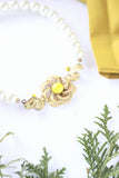 vintage inspired pearls and golden sun pendant necklace handmade in toronto canada