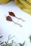 vintage inspired wood leaf tassel earrings handmade in toronto canada